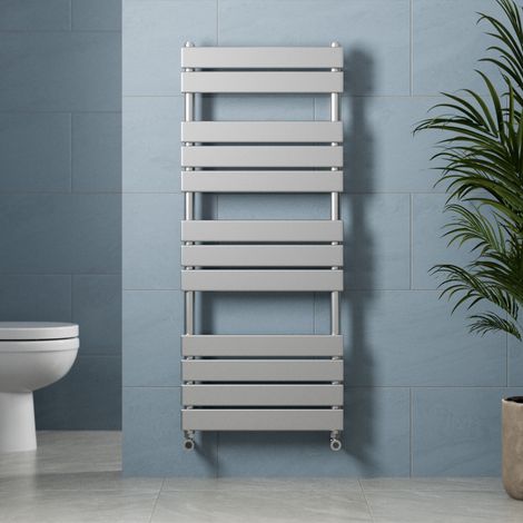 Chrome Flat Panel Heated Towel Rail Bathroom Radiator 1200 x 500mm
