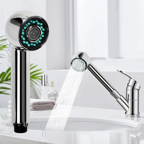 1 Douchette Évier 2 Jets, Aérateur Robinet G1/2, Plastique Chromé, Cuisine