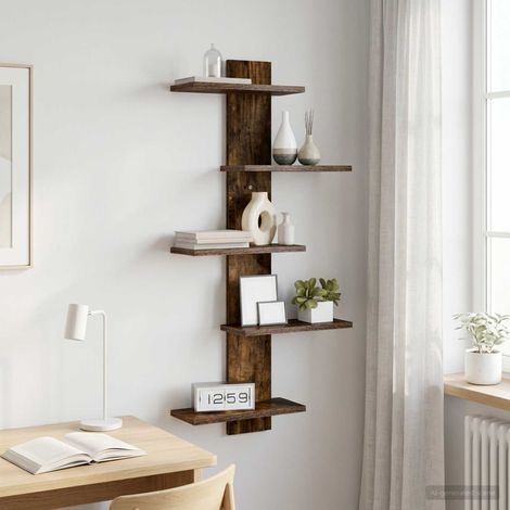 vidaXL Mensola a muro flottante Rovere Fumo 48,5 x 15 x 101 cm