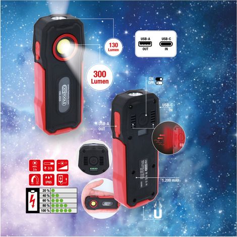 KS Tools 150.4505 Werkstatt-Stableuchte akkubetrieben 3 W 300 lm (1/5)