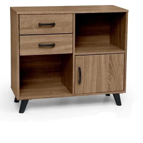 Eleganter Ares Schrank von Legno Isecno, 80 x 30 x 70 cm, mit 2 Schubladen und 1 Tür, Nussbaum, metallene Beine
