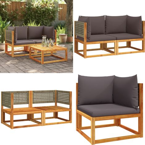 Canapés d'angle de jardin et coussins 2pcs bois massif d'acacia - Canape De Jardin - Salon De Jardin - Ameublement Extérieur - Meubles De Jardin - Acacia - Home & Living (1/5)