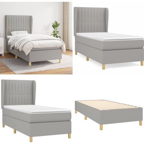 Boxspringbett mit Matratze Hellgrau 90x200 cm Stoff - Boxspringbett - Doppelbett - Bettenrahmen - Lattenrost - Matratze - Home & Living (1/5)