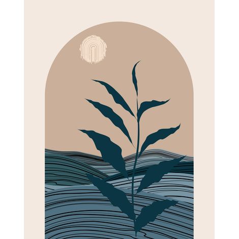Papier peint panoramique - Feuille Boho - 130 cm x 163 cm (1/2)