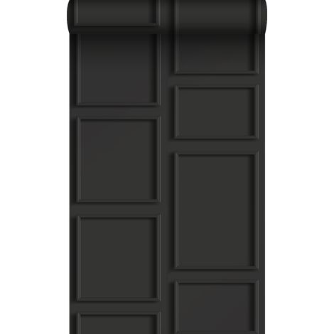 Papier peint lambris noir – 53 cm x 10,05 m – Raccord sauté tous les 53 cm – Écologique et facile à poser – Estahome (1/5)