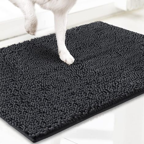 Zerbino e tappeto in microfibra per animali domestici, altamente assorbente, antiscivolo, spesso, lavabile, in morbida ciniglia, per interni ed esterni, 60 x 150 cm - Grigio carbone