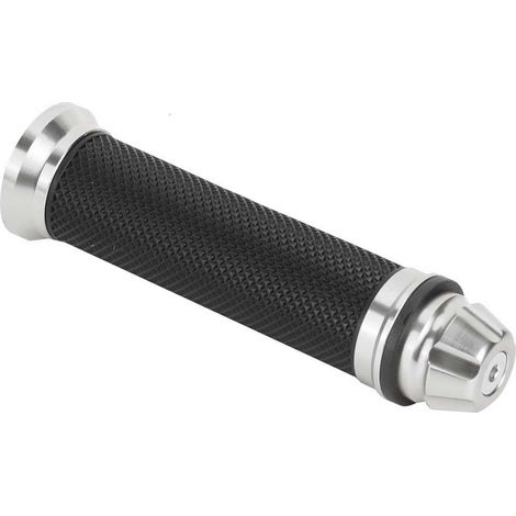 CNC-gefräste Motorradgriffe aus Aluminium und Gummi für 7/8-Zoll-Lenker, silber, für Fahrräder und Motorräder (1/5)