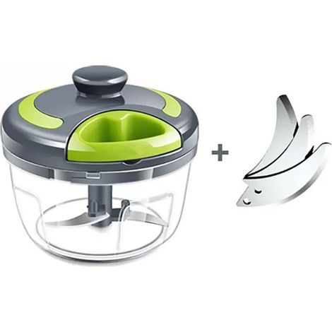 Tragbarer Mini-Knoblauchschneider, manuell, 500 ml, grau, mit Klinge (1/4)