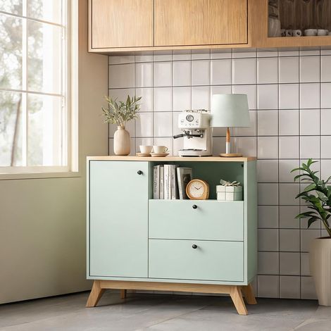Buffet coloris light vert en MDF 80 x 35 x 76,3 cm (1/5)