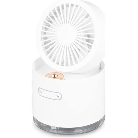 Wiederaufladbarer tragbarer Ventilator mit Luftbefeuchter, drei Geschwindigkeitsstufen, Trockenheitssensor, 2000 mAh Akku, USB-Ladefunktion, 180°-Drehung, faltbares Design, Umgebungslicht, ideale Wahl (1/5)