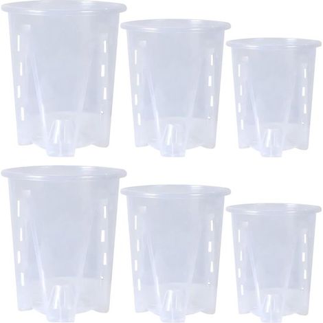 6 transparente Orchideentöpfe mit Abflusslöchern für Sukkulenten und Zimmerpflanzen (14 cm) (1/5)