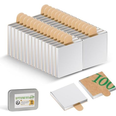 Strong Self-Adhesive Neodymium Flat Magnets 10 x 10 x 1 mm for Whiteboard, Fridge, Kitchen, Crafts, DIY and Photos (1/5)