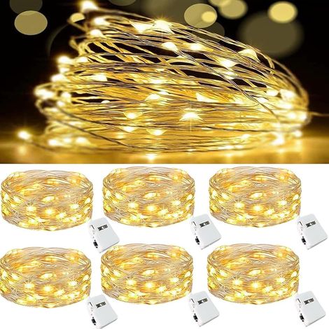 6 Guirlande Lumineuse, 2m 20 LEDs, Fil Argent Flexible, Étanche IP44, Intérieur Extérieur (1/5)