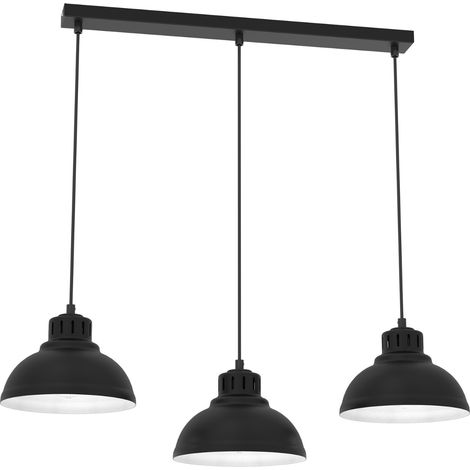 Suspension barre loft noire 3 lumières E27 Sven Luminex