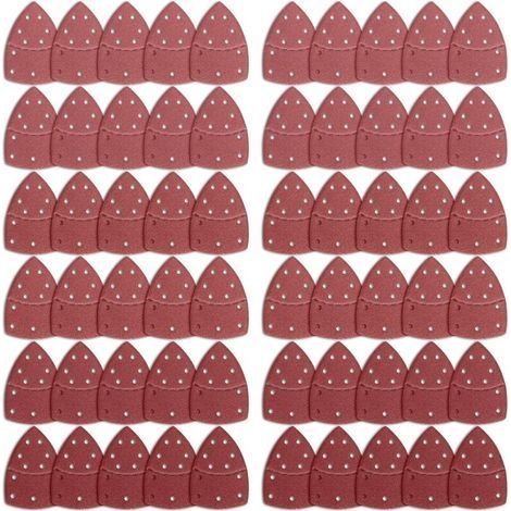 60 Feuilles Abrasives pour Ponceuse,Triangles Papier Poncage Ponceuse Mouse,Papier Abrasif pour Ponceuse à Souris pour Ponceuses Bosch Multi-Sander,11 trous assortis Grain 40/60/80/120/180/240 (1/4)