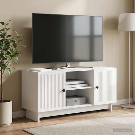 TV-Schränk 102 x 34,5 x 50 cm Hochglanz Weiß Holzwerkstoff (1/5)