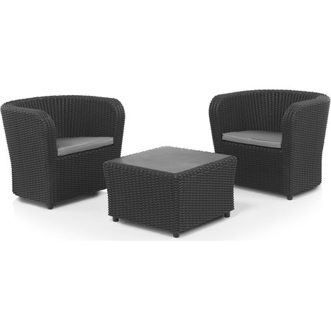 SHAF tresillo nova tete a tete grafito , Conjunto tresillo Nova Tete a Tete grafitoSet de muebles para jardín, terraza o balcón compuesto por 1 mesa de centro y 2 sillones. -Es (1/5)