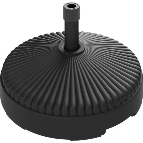 Runder, schwarzer Sonnenschirmständer aus HDPE, Ø 55 x 30 cm, befüllbar mit Wasser oder Sand, für Terrasse, Pool oder Patio