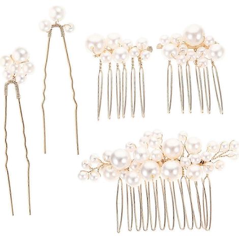 Ensemble de peignes à cheveux vintage plaqués or 18 carats pour femmes et filles, accessoires de coiffure élégants (1/5)