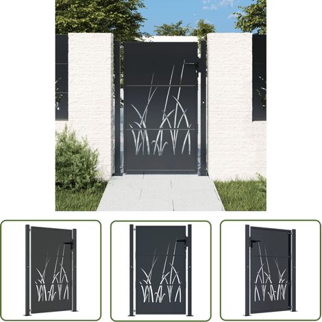 The Living Store Gartentor Anthrazit 105x130 cm Stahl Gras-Design - Gartentor - Metalltor - Stahltür - Zaunportal - Terrassentor (1/5)