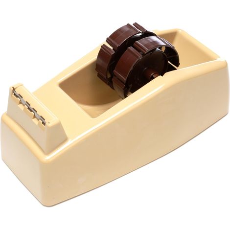 Dévidoir ruban adhésif très résistant Pour 2 rouleaux de 2,5 cm ou 1 rouleau de 5 cm Pour rouleaux de 75 mm de diamètre à 50 mm de large Beige (1/4)