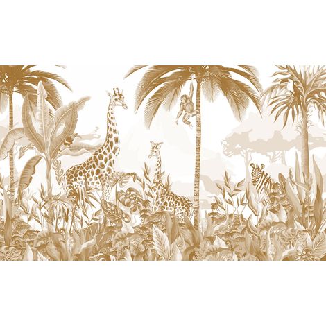 Papier peint panoramique Enfants - Animaux de la Jungle - 130 cm x 78 cm