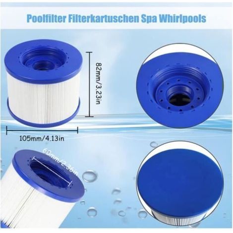 Schraubfilter für Whirlpools, GTHBA 4er-Pack Schraubfilterkartuschen für aufblasbare Whirlpools, 60 mm Durchmesser, Ersatzkartuschen (1/5)