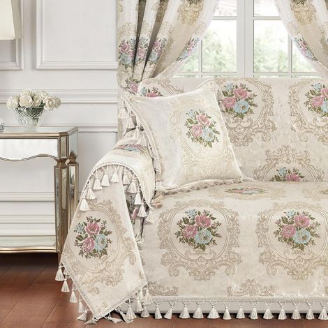 Housse de Canapé 2 3 Places, Couvre Canapé en Forme de L d'angle, Protection Canape pour Taches Chat Chiens, Housse de Meubles Jacquard Universelle 180x300cm (Floral) (1/5)