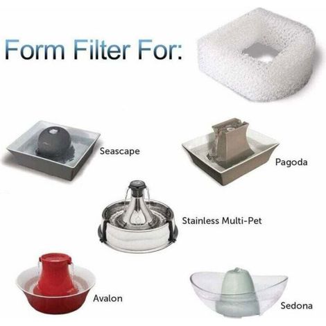Filtre mousse pack 12 pour fontaine eau chat chien, compatible céramique Drinkwell 360 acier (1/4)