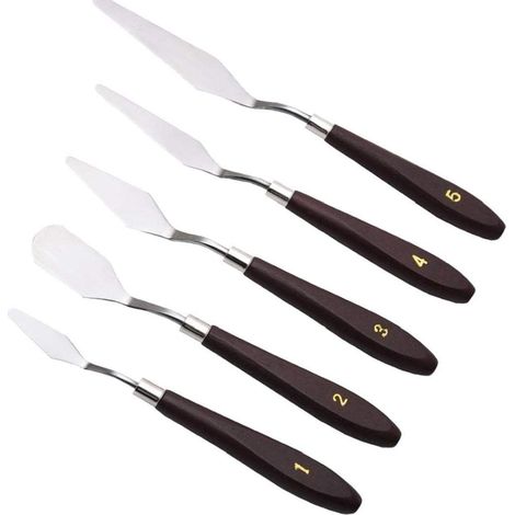 Stainless Steel Artist Tool Set Palette Painting Mixing Thin Flexible Art Tools For Oil Painting Acrylic Mixing Duranble (1/5)