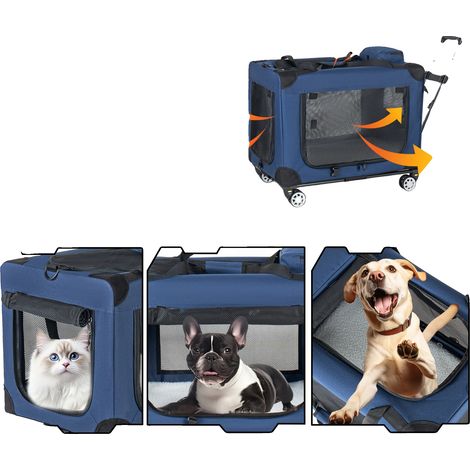 Transportín para mascotas, 60 cm, tejido suave, apto para perros medianos y grandes, cierre de cremallera, ruedas giratorias de 360 ​​grados. (1/5)