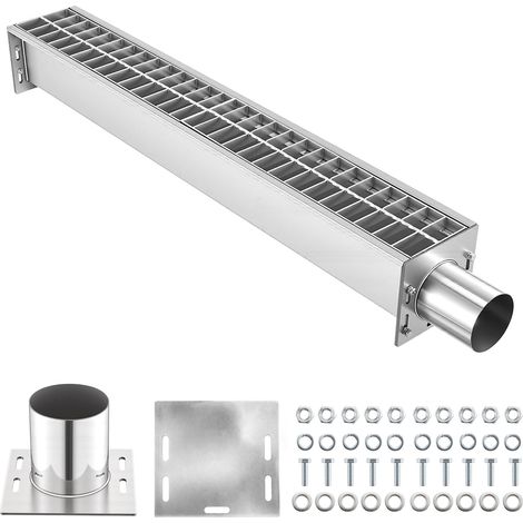 Mophorn Caniveau de drainage linéaire 1100x148x140 mm avec grille en acier au carbone, canal en acier inoxydable 304, idéal pour le drainage des allées, terrasses, piscines, jardins, cours et garages (1/5)