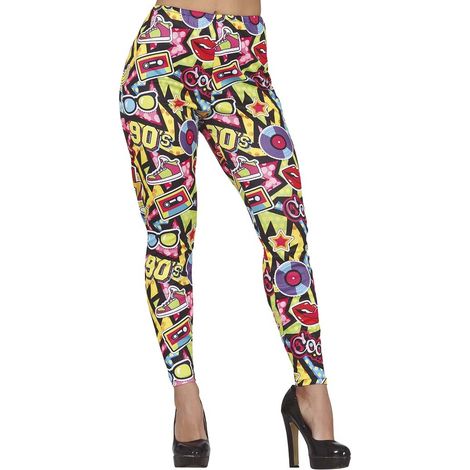 Leggings Pantalones Coloridos Musical Disco años 90 M