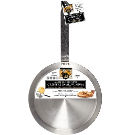 Crêpière aluminium 26cm – Conduction homogène de la chaleur – Pour crêpes fines et dorées – Léger et facile à manipuler – Besa (1/5)