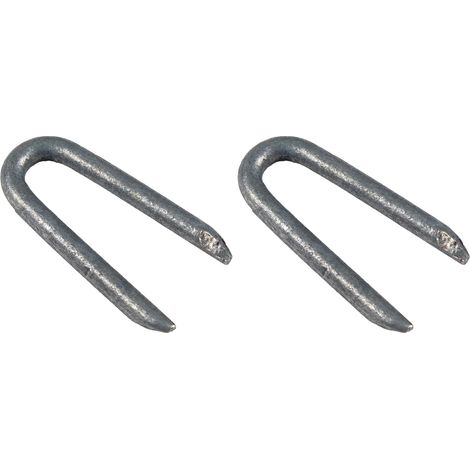 Crampillons en U - Lot de 200 - Acier Galvanisé - Fixation Clôture et Grillages - Pour Extérieur et Jardin - 27x3 mm (1/3)