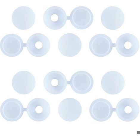 Cache-Vis Plastique - Diamètre 17 mm - Trou 6 mm - Épaisseur 5 mm - Blanc - M5/M6 - Intérieur/Extérieur - 50 Pièces (1/4)