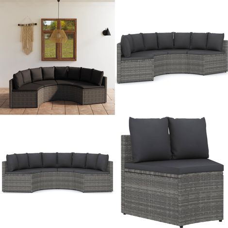 4-tlg. Garten-Sofagarnitur mit Auflagen Poly Rattan Grau - Poly Rattan - Auflagen (1/5)