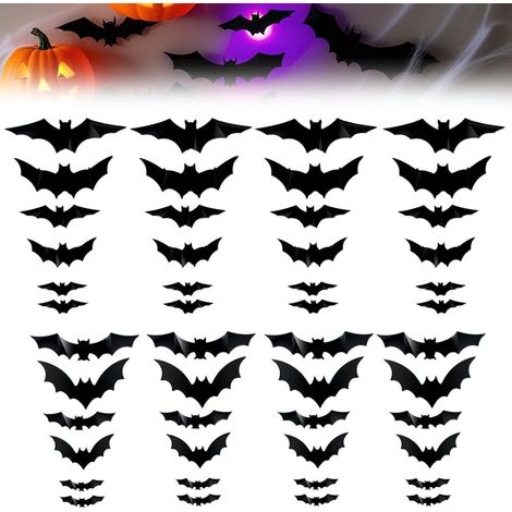 LED-Fledermauslichter, leuchtend, 48 Fledermäuse + 48 Lichter, Halloween-Dekoration, Nachtlicht, Wandmontage, Feiertags-Party-Dekoration (1/5)