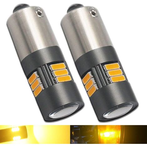 BAY9S H21W Amber LED Bulbs High Power 4000LM Extremely Bright with Canbus Error Free for Turn Signal Reverse Light Side Lighting, Pack of 2 (1/5)