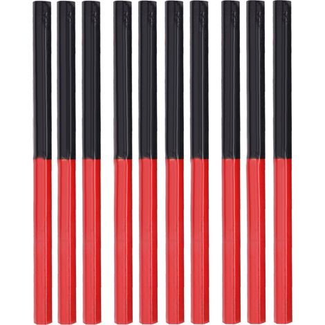 Crayons de charpentier 10 pièces, 2 couleurs rouge bleu, double tête hexagonale, outil de marquage bois bricolage menuiserie (1/5)