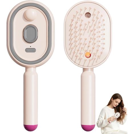 Brosse à Vapeur électrique, Brosse Lissante Pour Cheveux, Peigne Démêlant Antistatique 3 en 1, Brosses à Cheveux Autonettoyante pour femme, Peigne de Massage Antistatique (1/5)