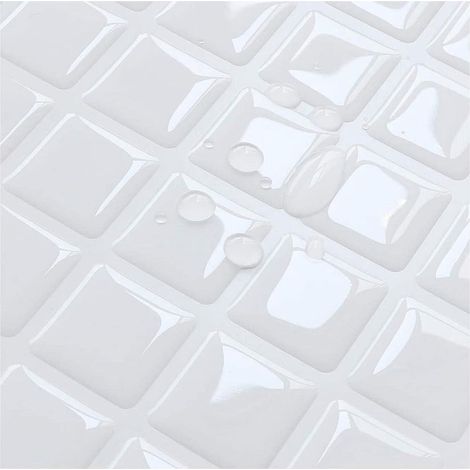 papier Peint Carrelage Autocollant Petit Plaid Blanc 24 X 24 Cm Style Mosaque Sticker Mural Film Dcoratif Impermable Pour Carreaux De Mur De Salle (1/4)