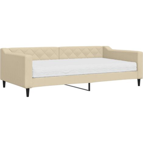 Maison Exclusive - Divano Letto con Materasso Crema 100x200 cm in Tessuto (1/5)