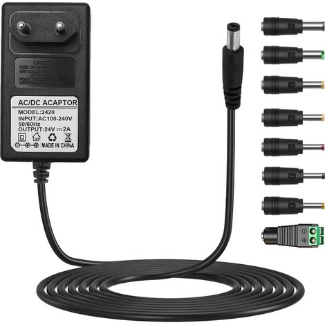 Alimentation 24V 2A 48W Adaptateur AC/DC Convertisseur avec 8 Prises (1/5)