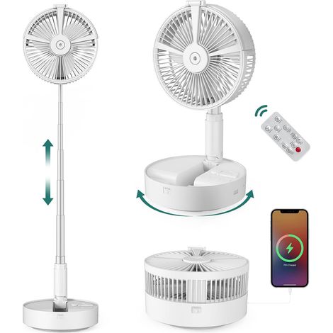 Ventilateur télescopique pliable portable avec ventilateur de circulation d'air pliable silencieux USB télécommandé (1/2)
