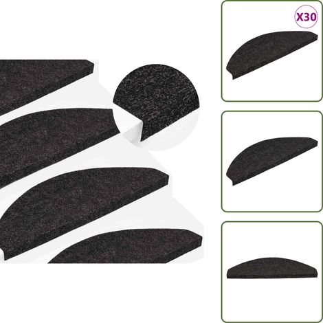 Tapis d'escalier auto-adhésifs 30 pcs anthracite 65x22,5x3,5 cm - Tapis D'escalier - Marche D'escalier - Bande De Roulement - Tapis De Marche D'escalier