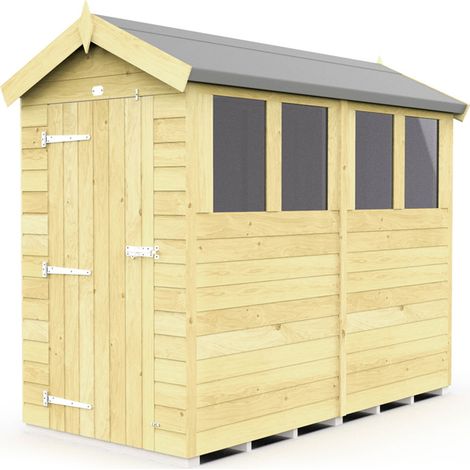 4 x 8 Feet Apex Shed - Single Door With Windows - Wood - L243 x W118 x H217 cm