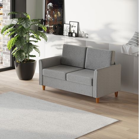 Divano a 2 posti in lino, 141 x 70 x 78 cm, grigio chiaro DESVIAE (1/5)
