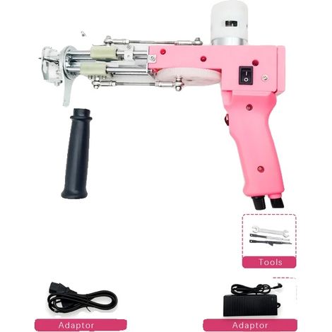 Pistola per trapuntatura, macchina per tappeti elettrica, altezza del pelo regolabile, rosa 2 in 1 (1/2)