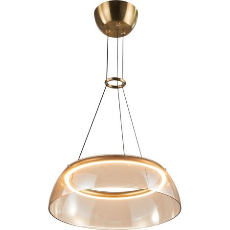Lampada sospensione Torpe ottone vetro ambra LED 19W Italux